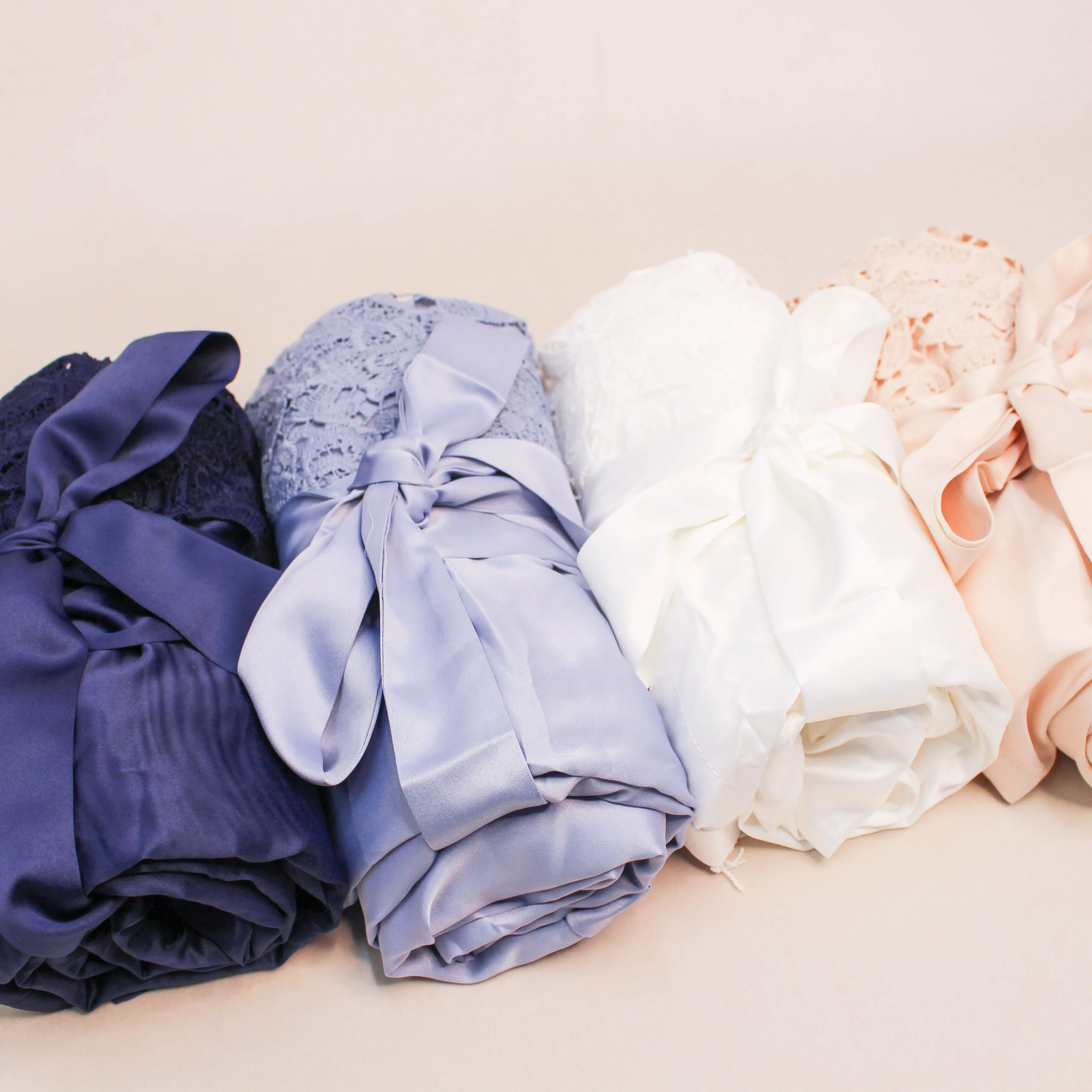 Personalised Bridal Party Robes | Soft Satin Lace Trim