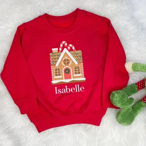 Personalised Kids Gingerbread House Christmas Jumper