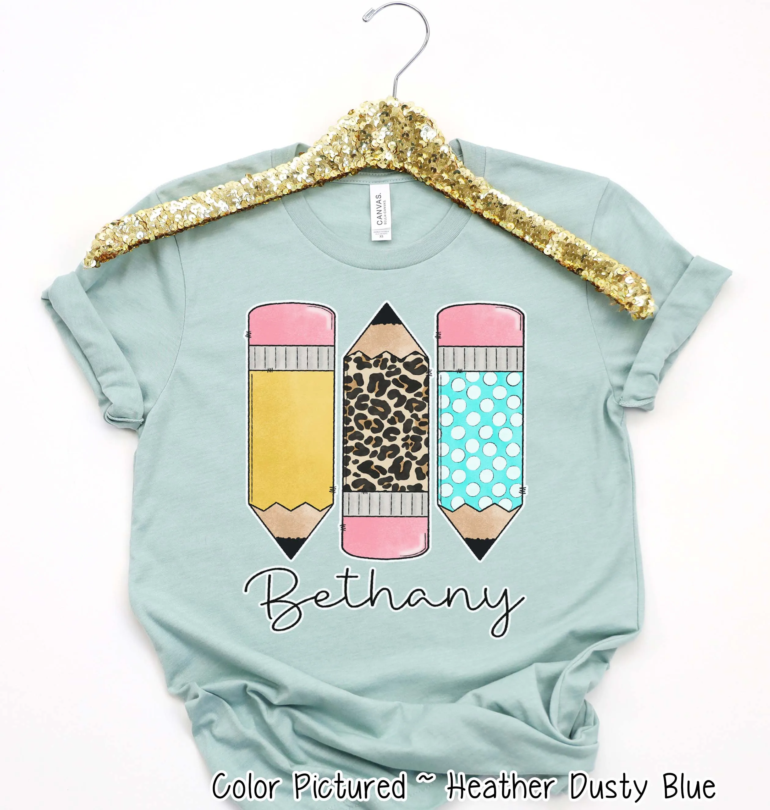 Personalized Pencil Trio Back To School Name Tee