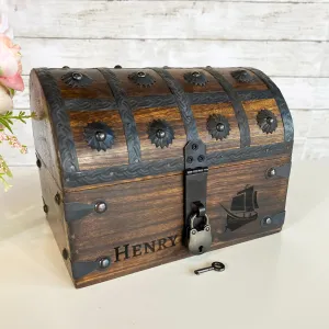 Personalized Treasure Chest with Lock and Skeleton Keys