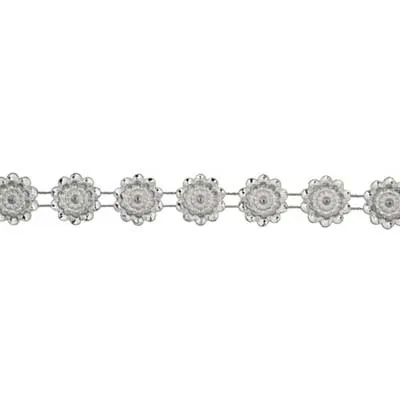 Plastic Trim Silver Diamond Cut 15mm Daisy