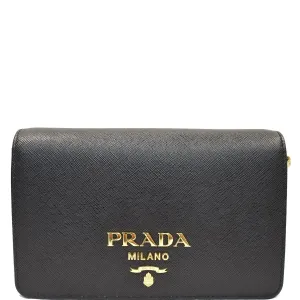 PRADA Saffiano Leather Mini Shoulder Bag Black