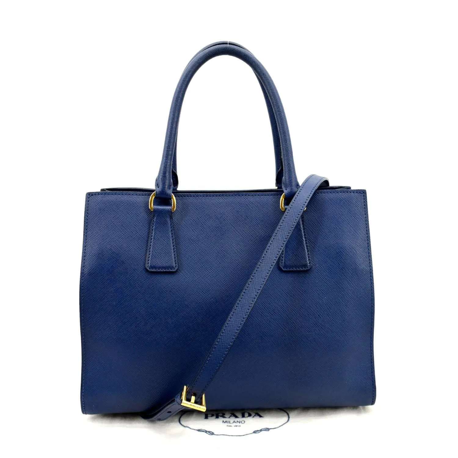PRADA Saffiano Leather Tote Shoulder Bag Blue