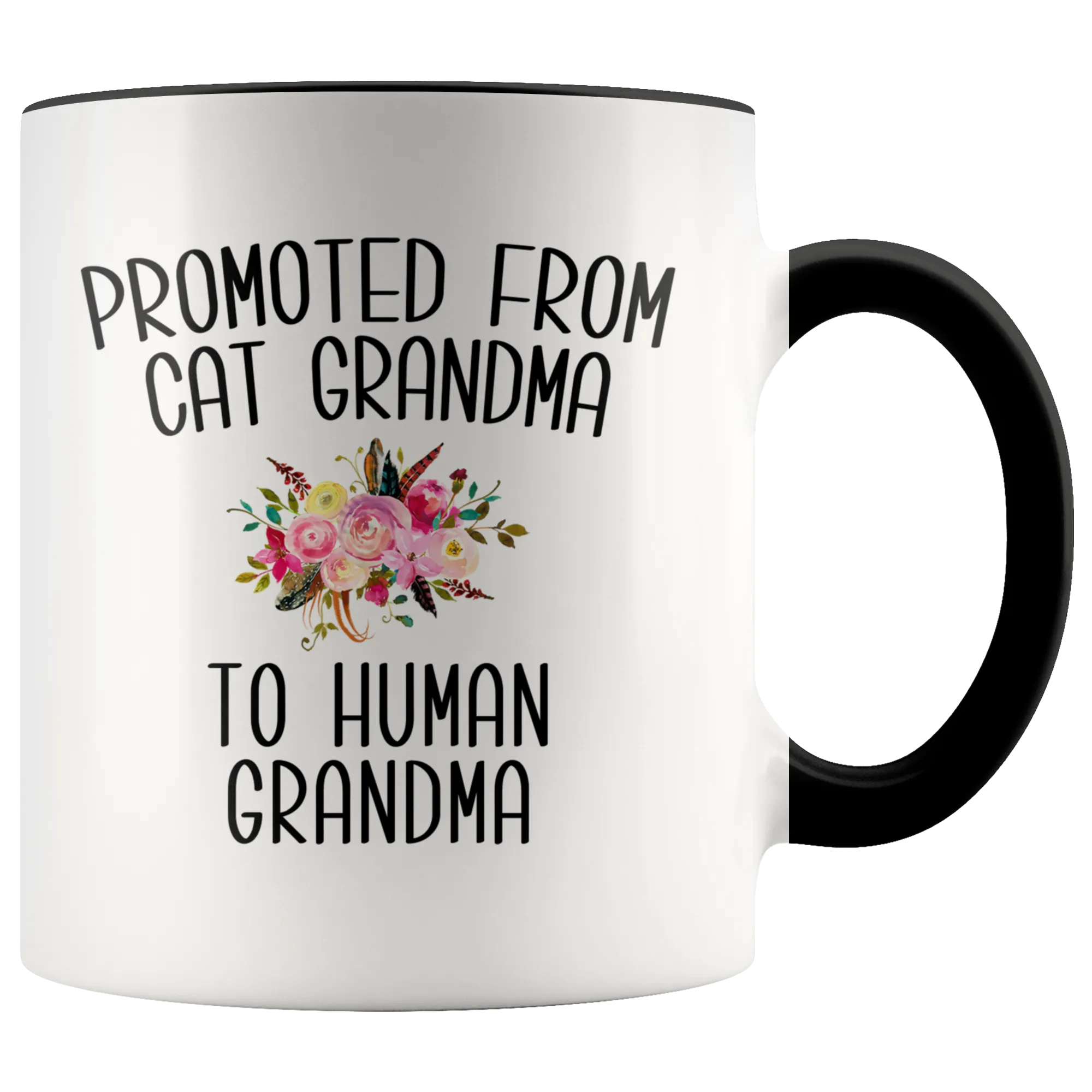 Promoted From Cat Grandma To Human Grandma Mug Grandma Pregnancy Announcement Mother in Law Reveal Gift for Her