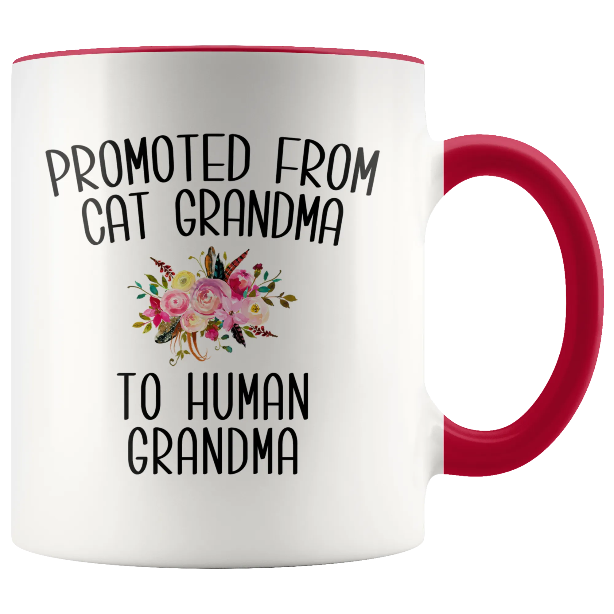 Promoted From Cat Grandma To Human Grandma Mug Grandma Pregnancy Announcement Mother in Law Reveal Gift for Her