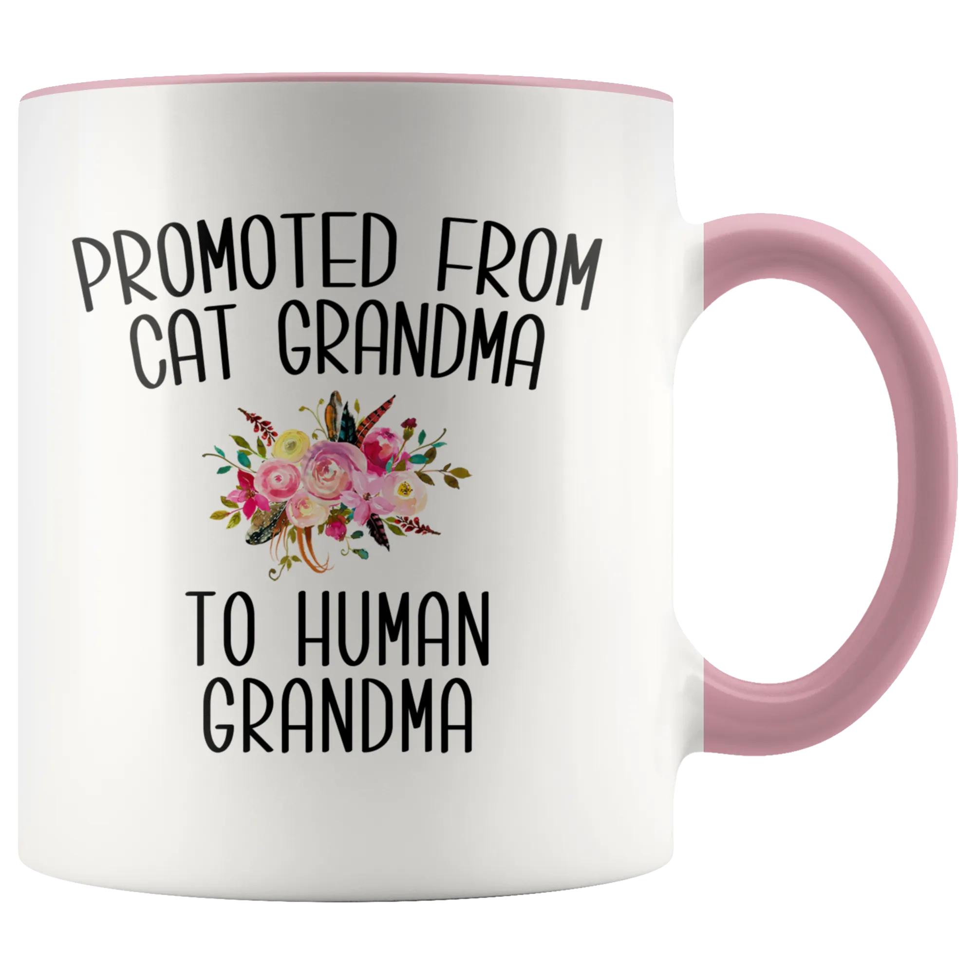 Promoted From Cat Grandma To Human Grandma Mug Grandma Pregnancy Announcement Mother in Law Reveal Gift for Her