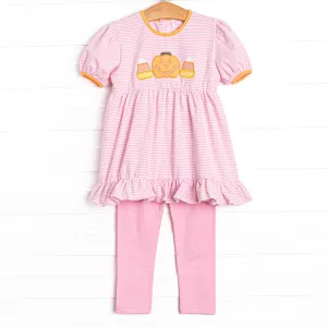 Pumpkin Party Applique Legging Set, Pink