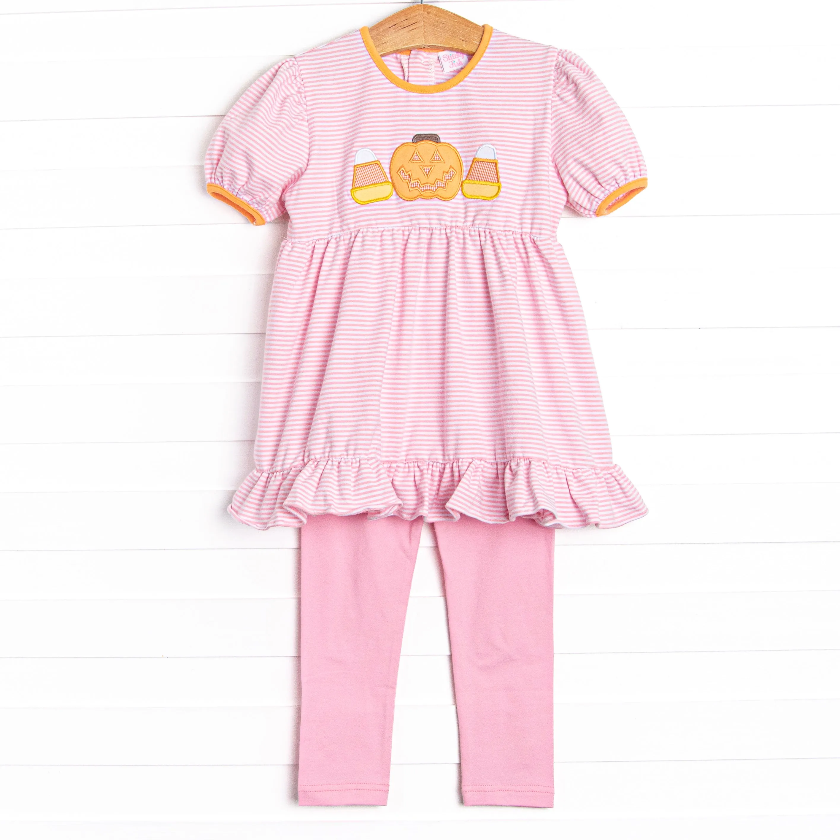 Pumpkin Party Applique Legging Set, Pink