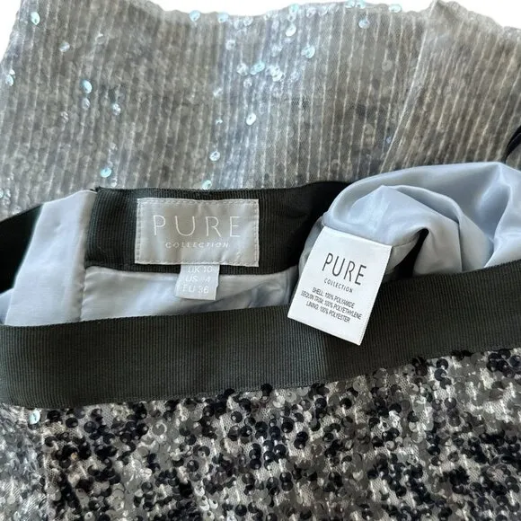 Pure Collection Gray Ombre Sequin Fitted Pencil Skirt Evening Party Holiday 4