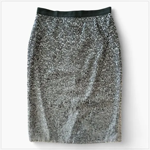 Pure Collection Gray Ombre Sequin Fitted Pencil Skirt Evening Party Holiday 4