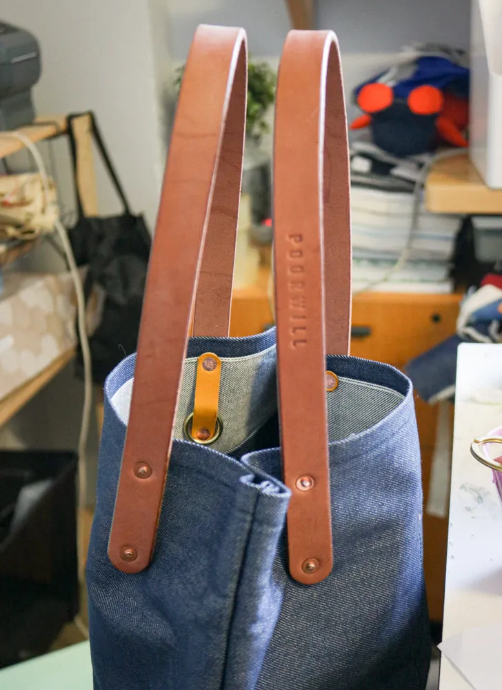 QUILTED-BOTTOM-MANY-POCKETS | JAPANESE SELVEDGE DENIM TOTE BAG