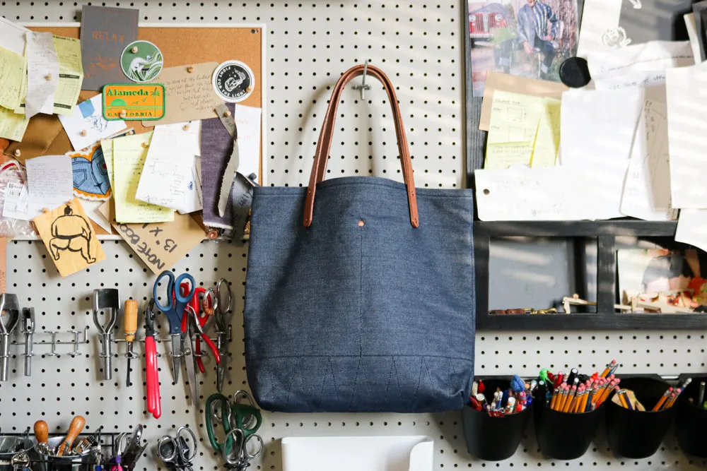 QUILTED-BOTTOM-MANY-POCKETS | JAPANESE SELVEDGE DENIM TOTE BAG