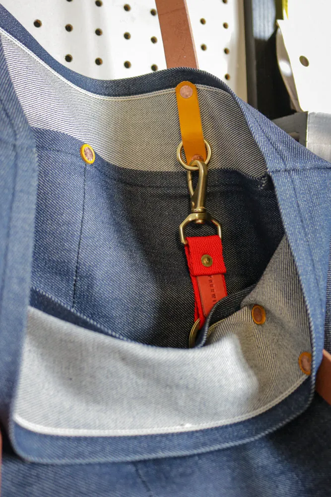 QUILTED-BOTTOM-MANY-POCKETS | JAPANESE SELVEDGE DENIM TOTE BAG