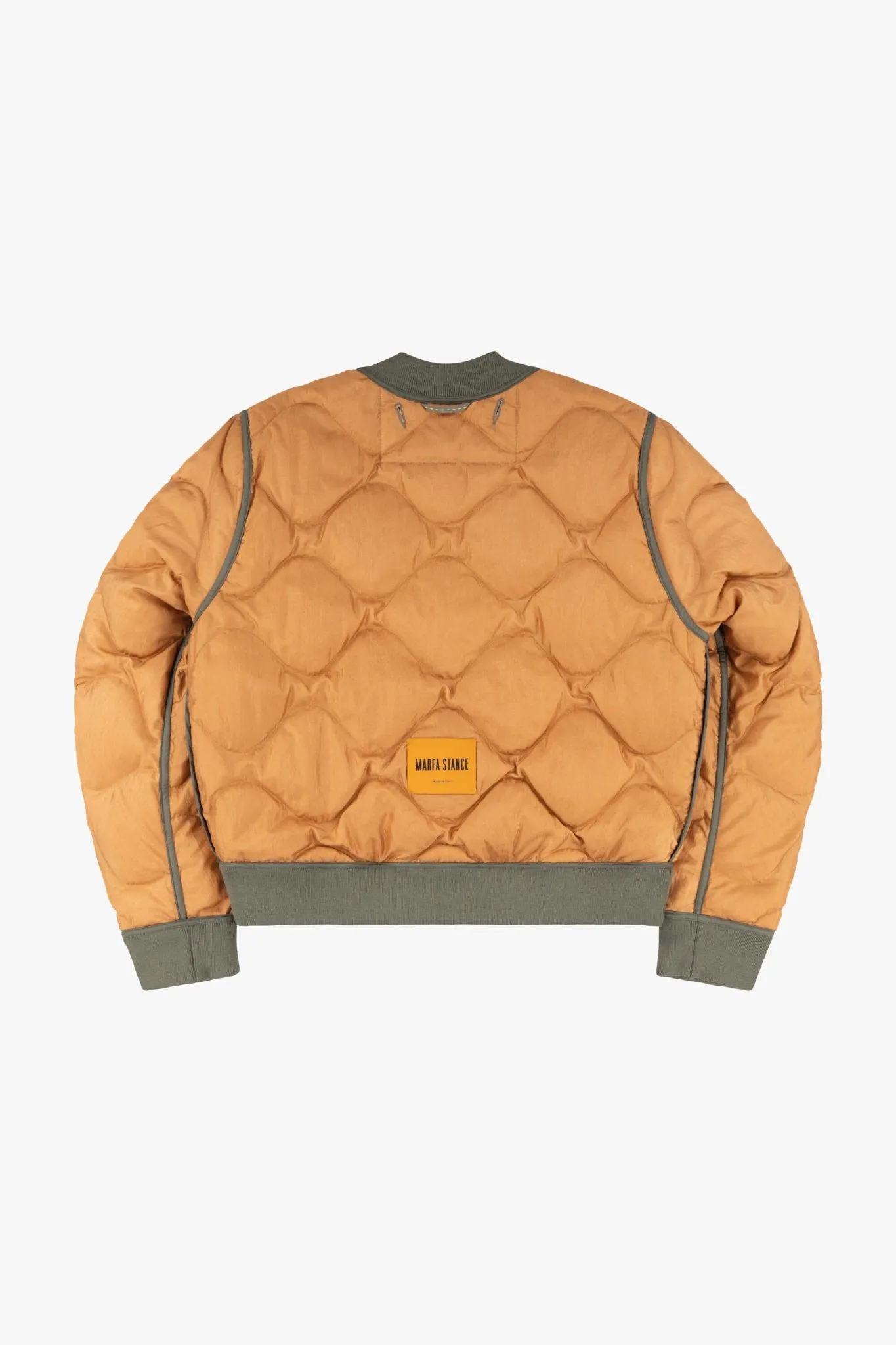 Quilted Down V Neck Sweater - Sand / Burnt Orange