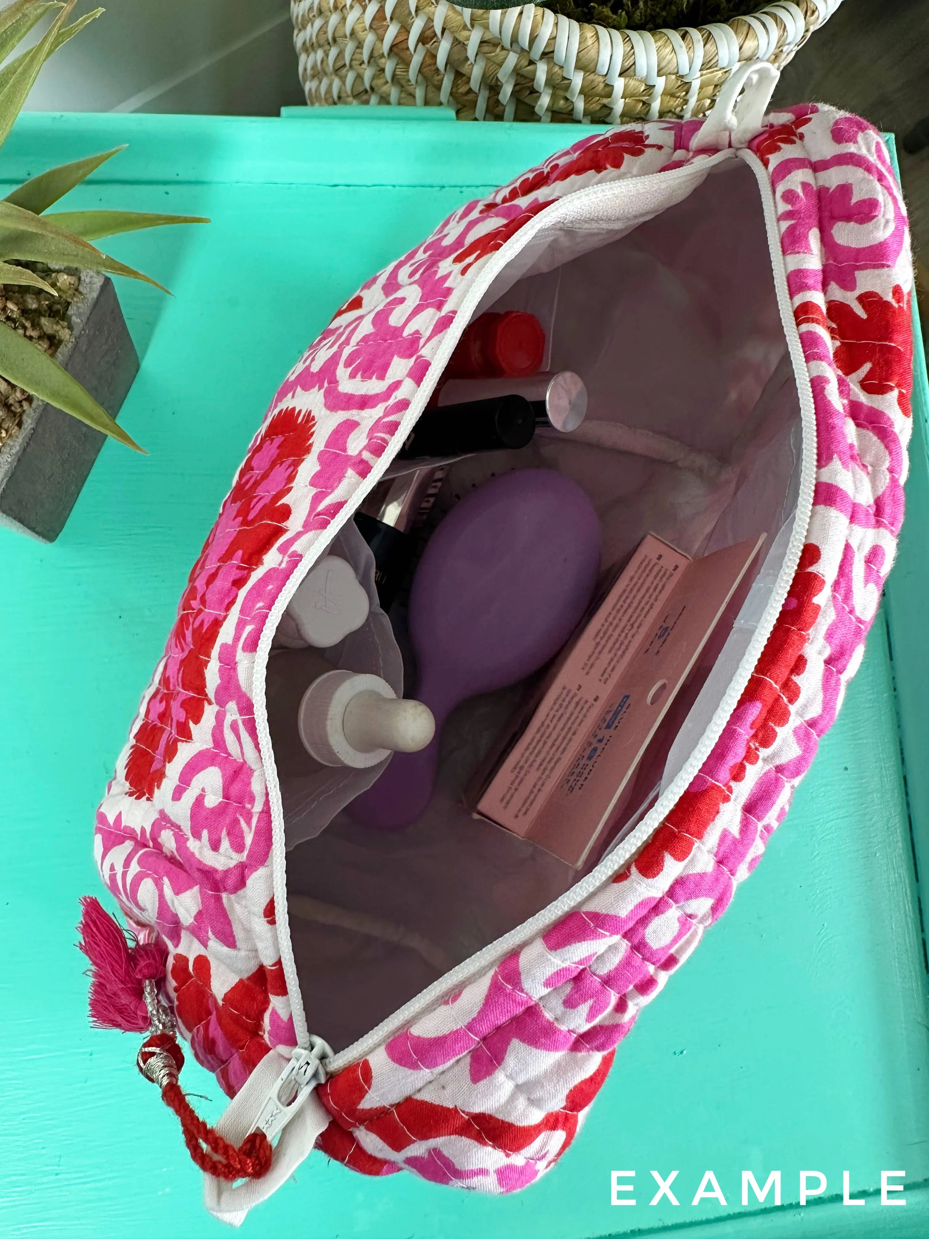 Quilted Makeup Bag Pink Patchwork