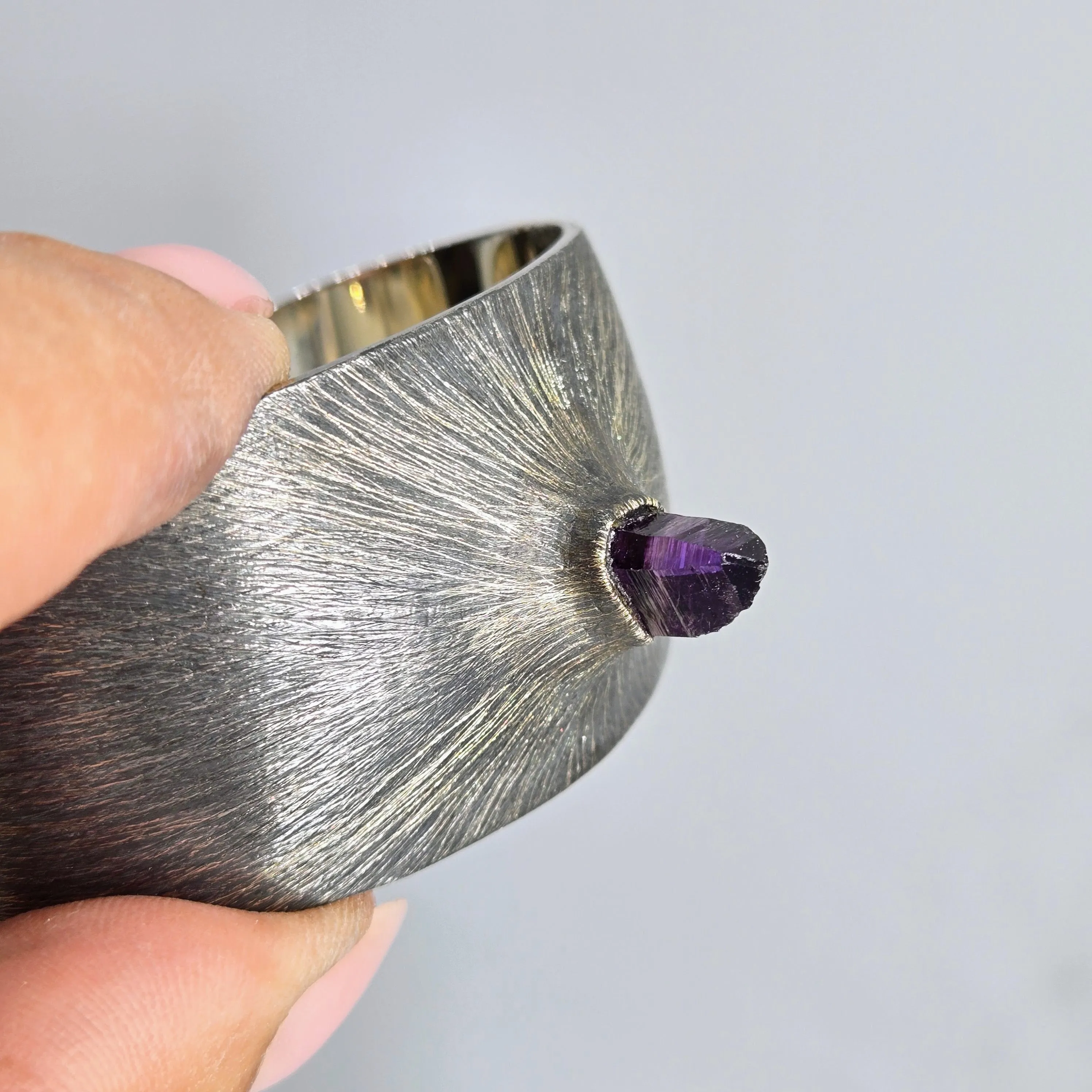 "The Point" Cuff Bracelet - Amethyst, Sterling