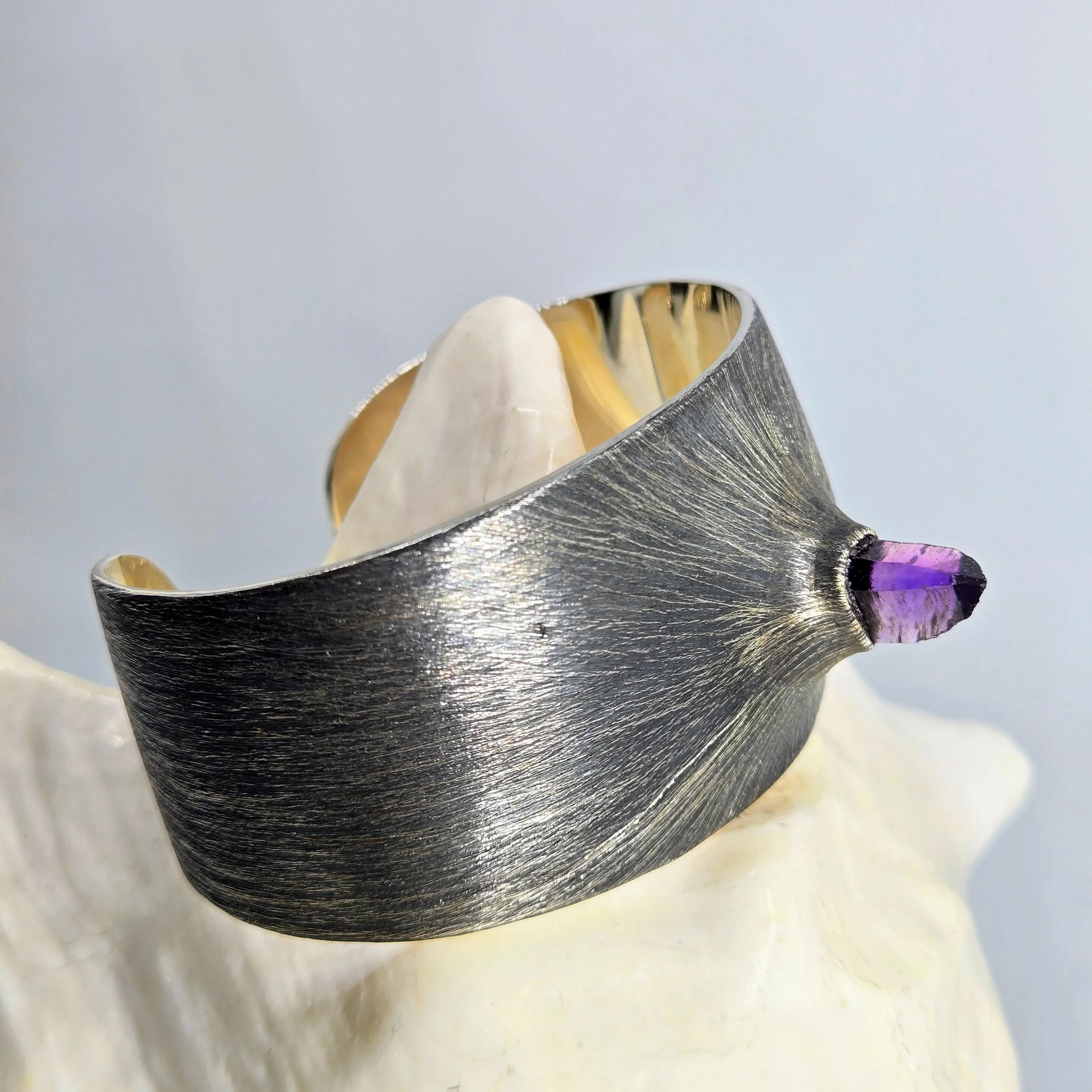 "The Point" Cuff Bracelet - Amethyst, Sterling