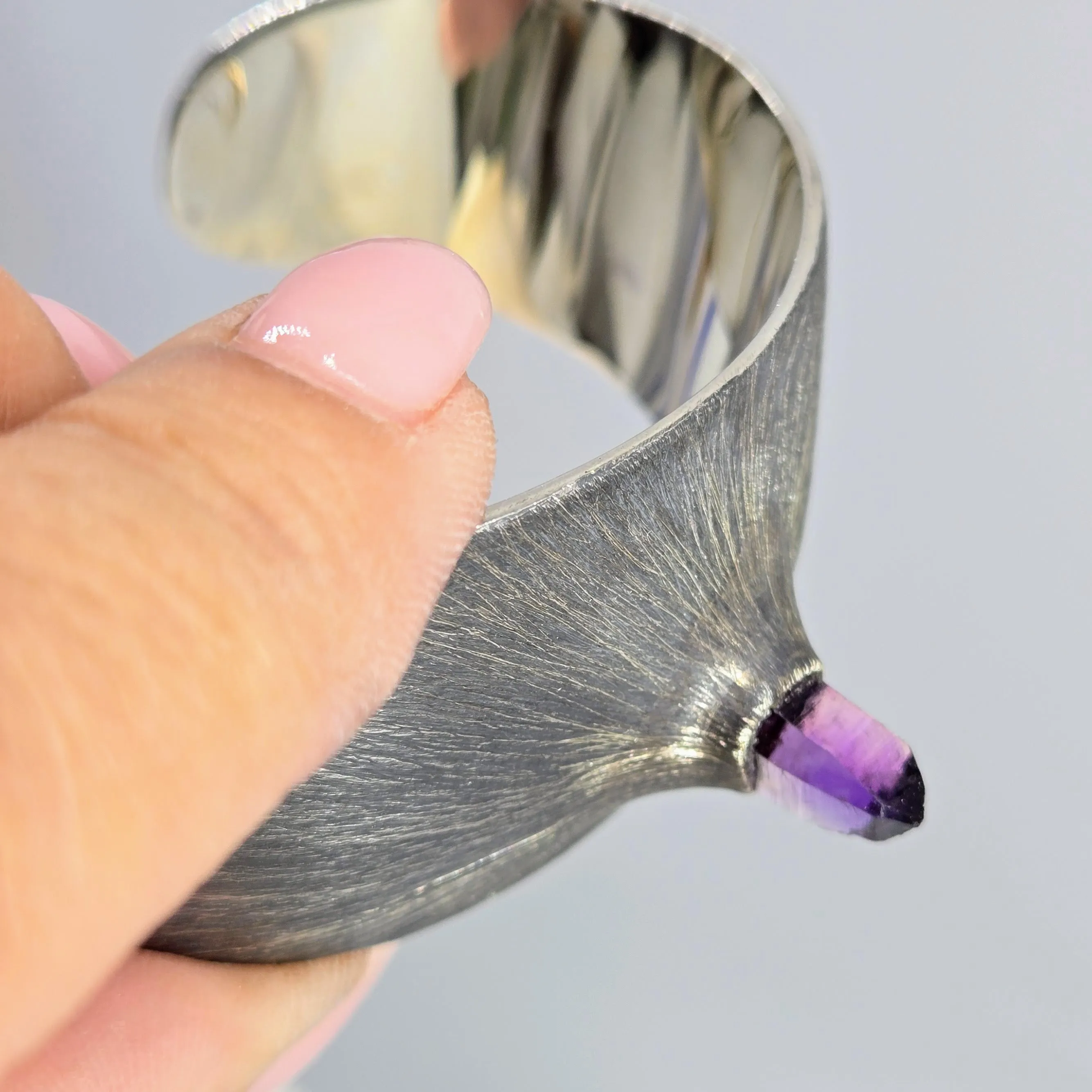 "The Point" Cuff Bracelet - Amethyst, Sterling