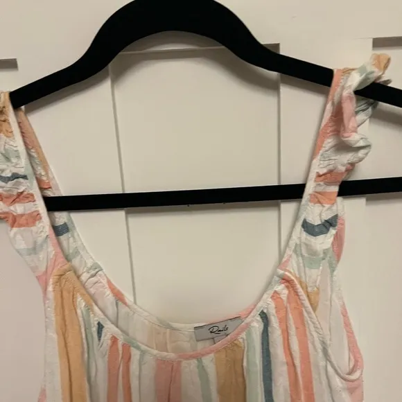 Rails Capri Melon Stripe Linen Blend Tiered Layered Midi Dress M