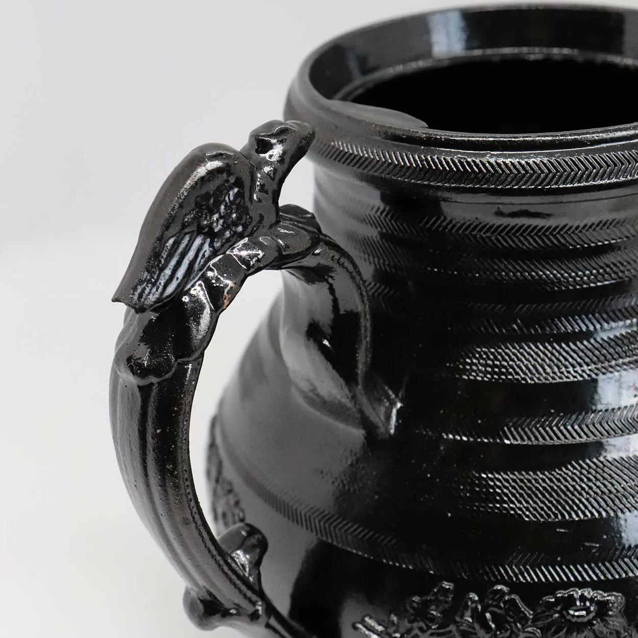 Rare English Georgian Jackfield Ware Black Pottery Teapot