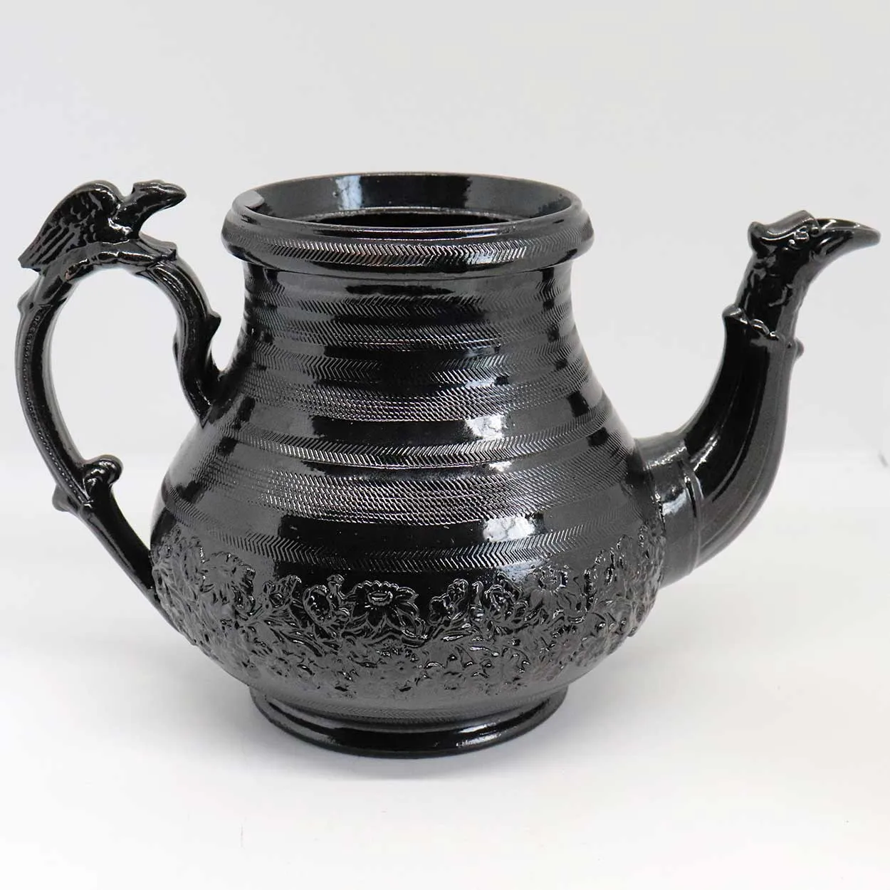 Rare English Georgian Jackfield Ware Black Pottery Teapot