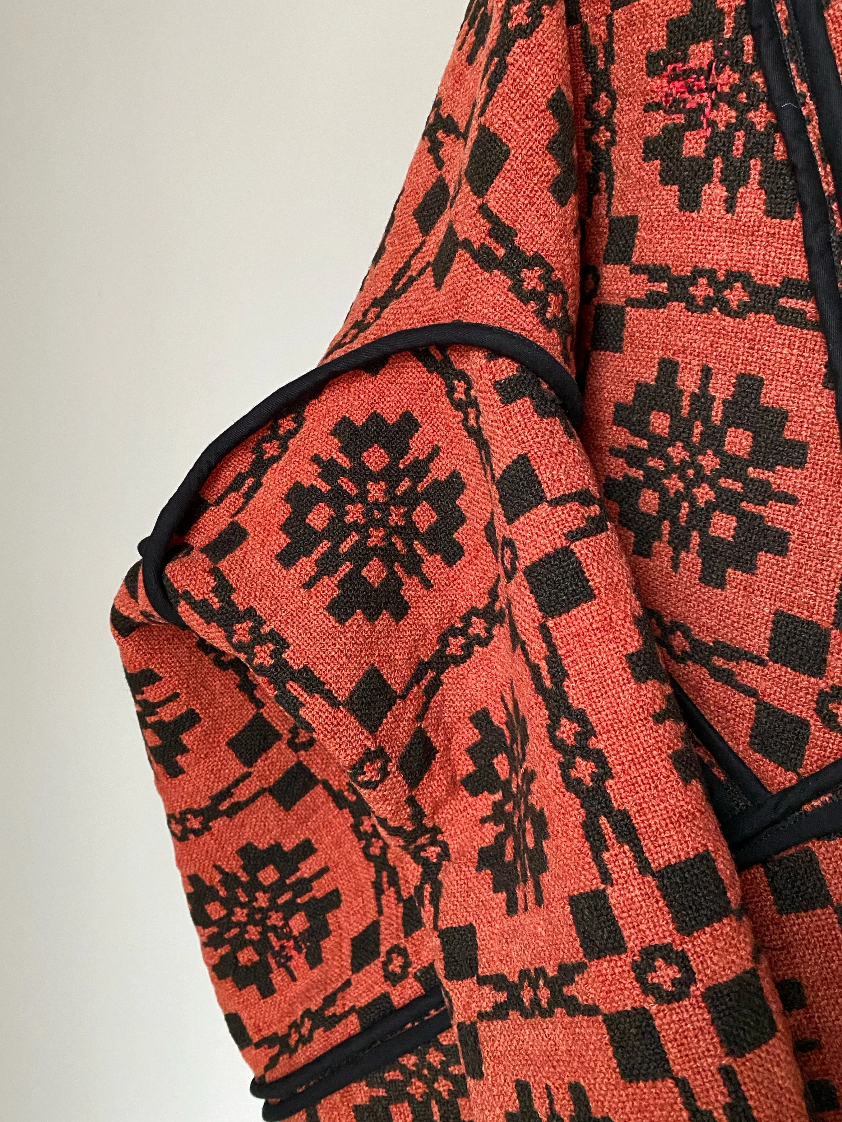 red and black overshot coverlet cocoon