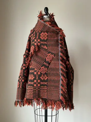 red and black overshot coverlet cocoon