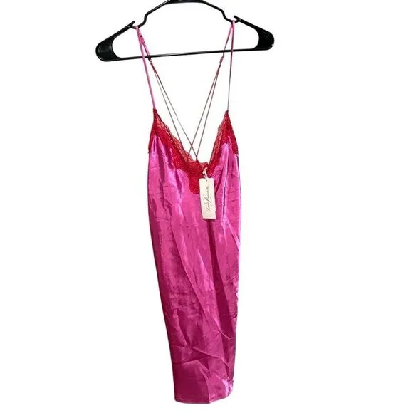 Revolve Linea Donatella Valentino Pink Satin Charmeuse Chemise