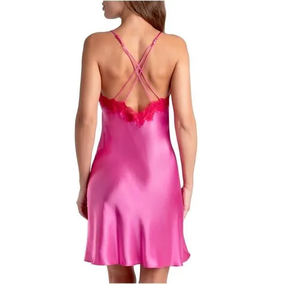 Revolve Linea Donatella Valentino Pink Satin Charmeuse Chemise