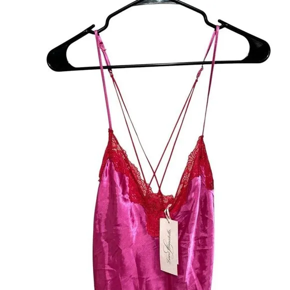 Revolve Linea Donatella Valentino Pink Satin Charmeuse Chemise