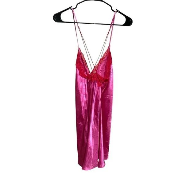Revolve Linea Donatella Valentino Pink Satin Charmeuse Chemise