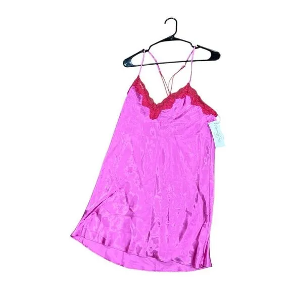 Revolve Linea Donatella Valentino Pink Satin Charmeuse Chemise