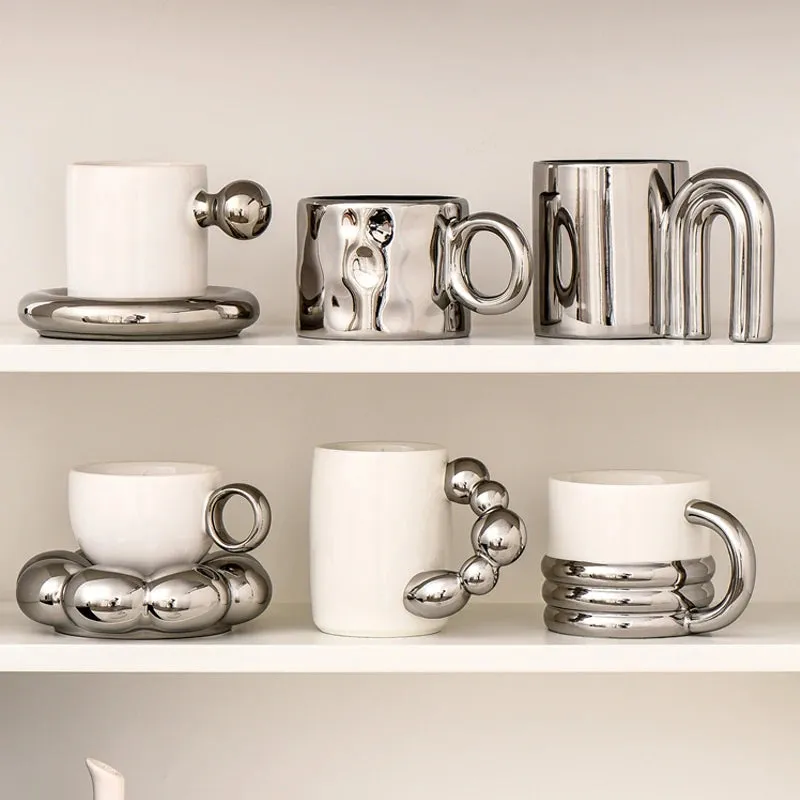 Ring Handle Mug with Saucer