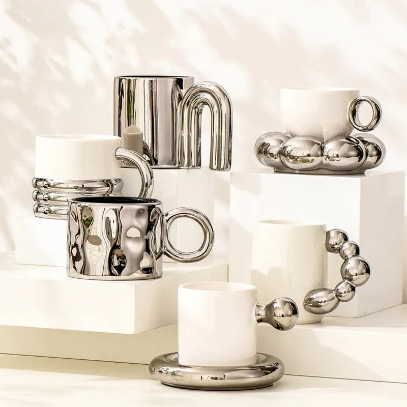 Ring Handle Mug with Saucer