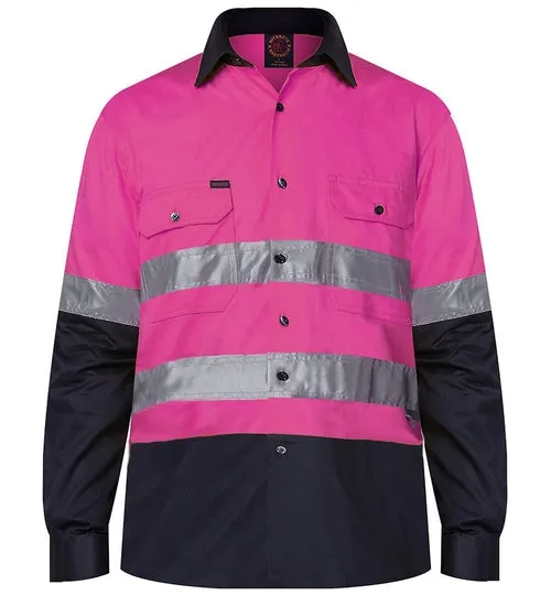 Ritemate 2 Tone Open Front Long Sleeve 3M Tape Shirt - 3 Colours