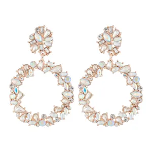 Rose Gold Stone Set Circle Earrings