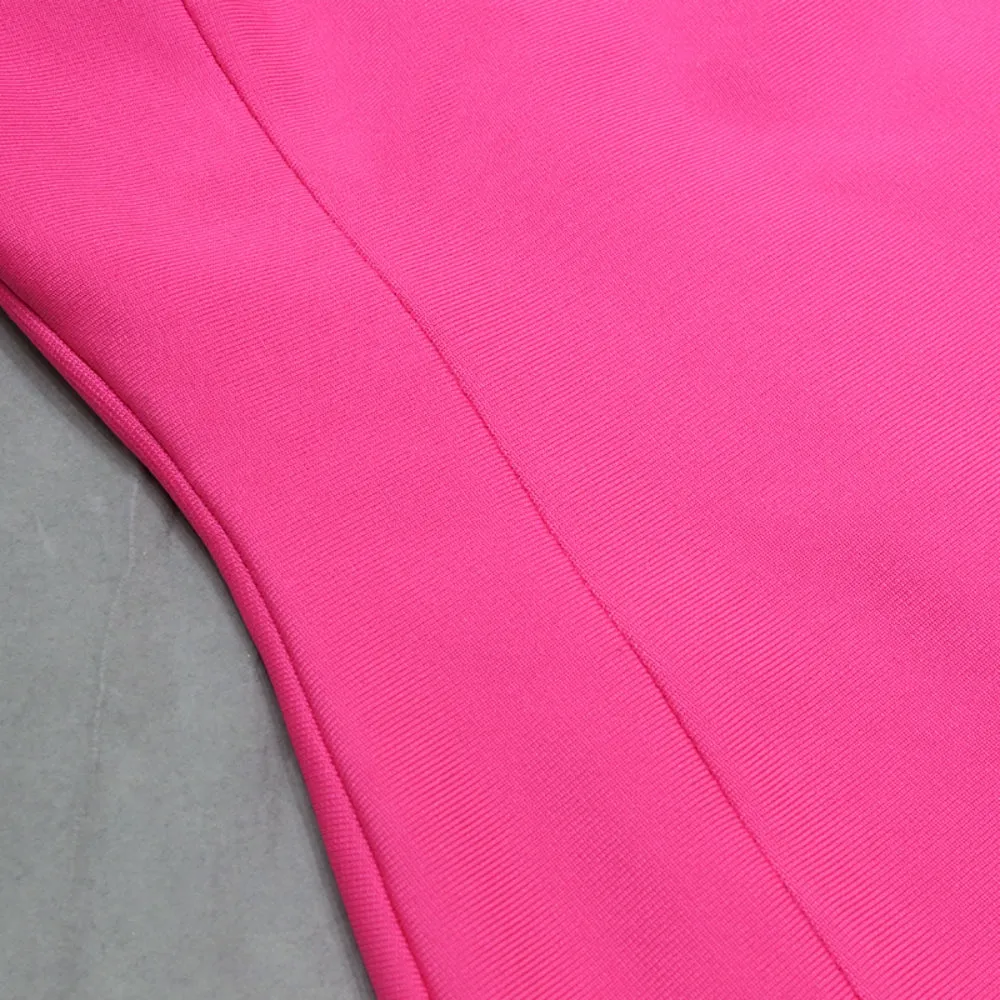Round Neck Short Sleeve Drill Chain Midi Bandage Dress PZC1753