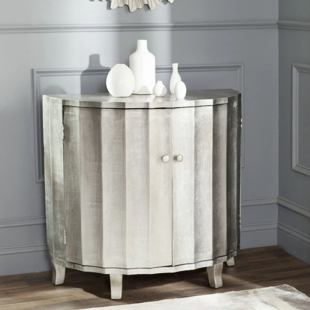 Rutherford Demilune Cabinet / Silver