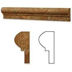 Saffron Travertine Honed 2 X 12 OG-1 Chair Rail Liner Trim - Box of 50 pcs.