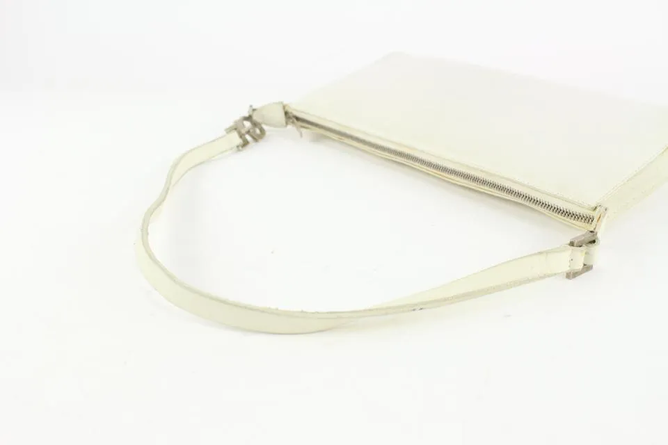 Salvatore Ferragamo White Leather Gancini Logo Pochette Wristlet 1216sf32