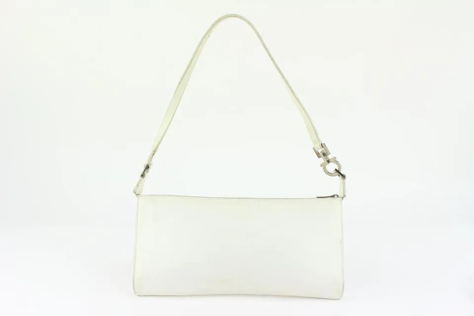 Salvatore Ferragamo White Leather Gancini Logo Pochette Wristlet 1216sf32