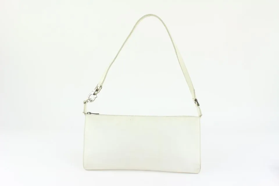 Salvatore Ferragamo White Leather Gancini Logo Pochette Wristlet 1216sf32