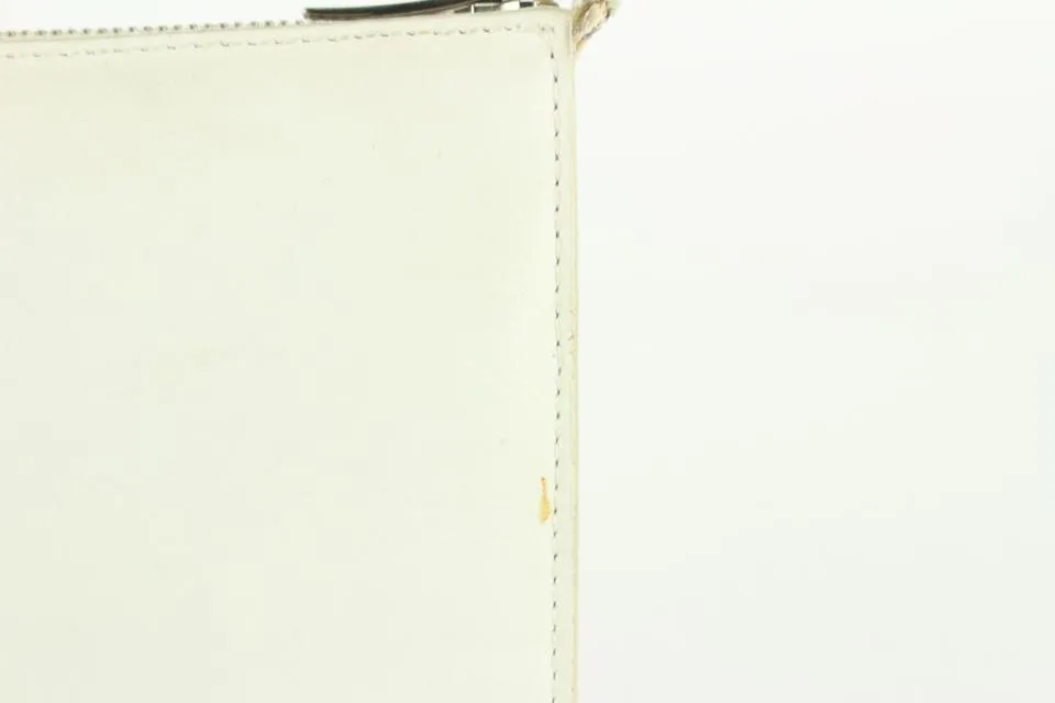 Salvatore Ferragamo White Leather Gancini Logo Pochette Wristlet 1216sf32