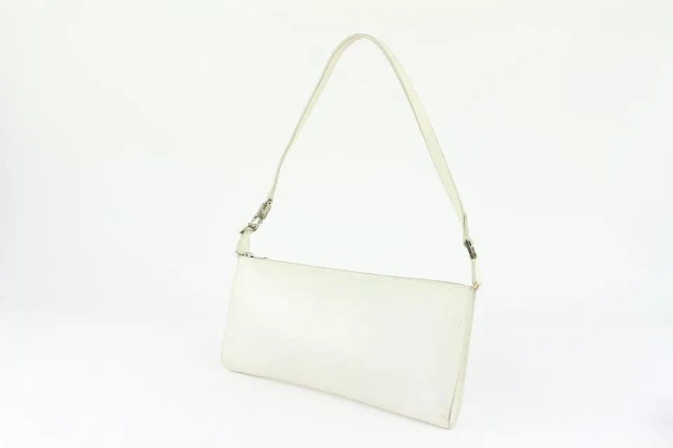 Salvatore Ferragamo White Leather Gancini Logo Pochette Wristlet 1216sf32