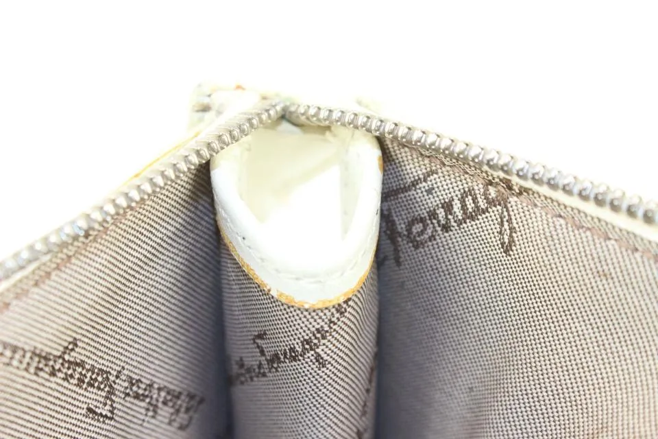 Salvatore Ferragamo White Leather Gancini Logo Pochette Wristlet 1216sf32