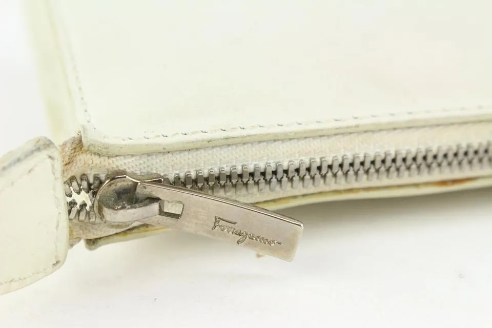 Salvatore Ferragamo White Leather Gancini Logo Pochette Wristlet 1216sf32