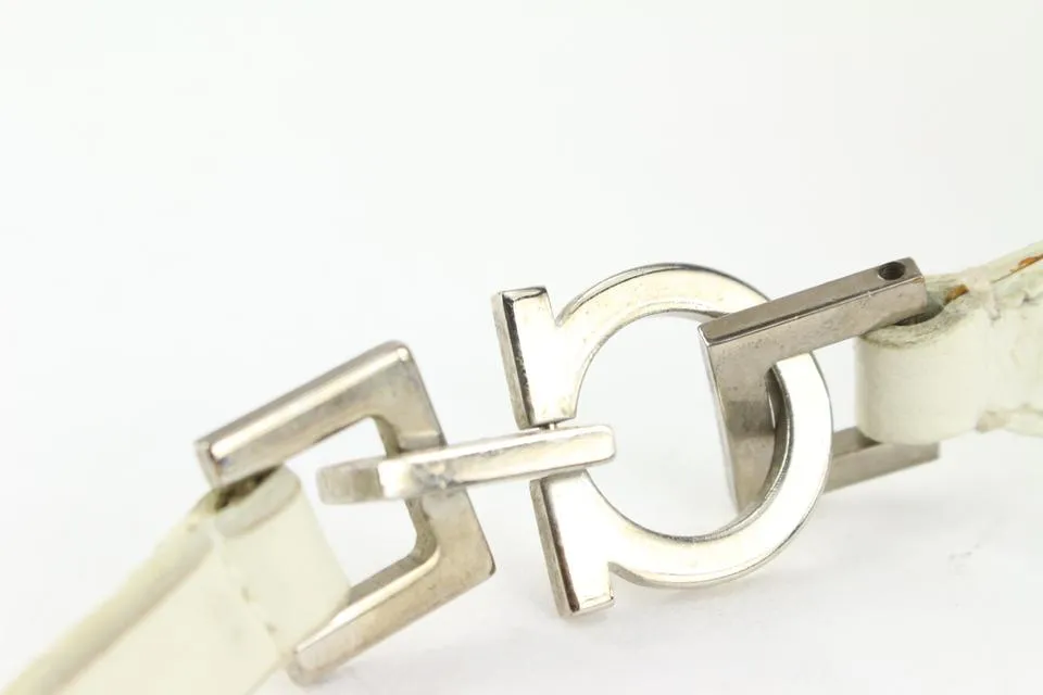 Salvatore Ferragamo White Leather Gancini Logo Pochette Wristlet 1216sf32