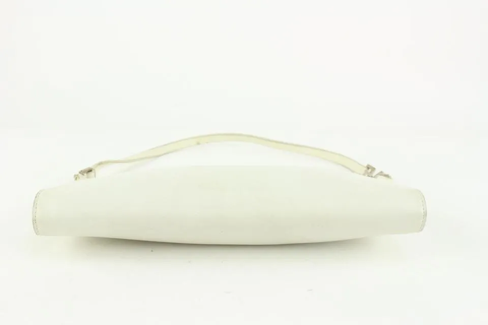 Salvatore Ferragamo White Leather Gancini Logo Pochette Wristlet 1216sf32