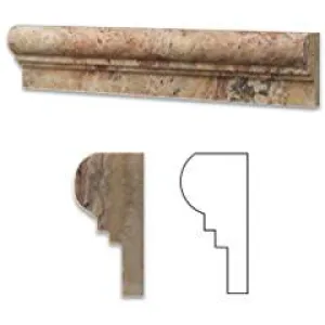 Scabos Travertine Honed 2 1/2 X 12 OG-2 Chair Rail Liner Trim - Box of 50 pcs.