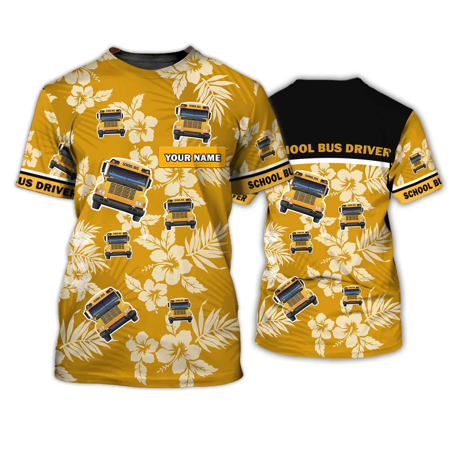 School Bus - Personalized Name 3D Tshirt 09